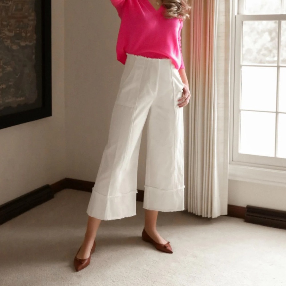 INTERMIX White Wide-Leg Pants High-Waisted